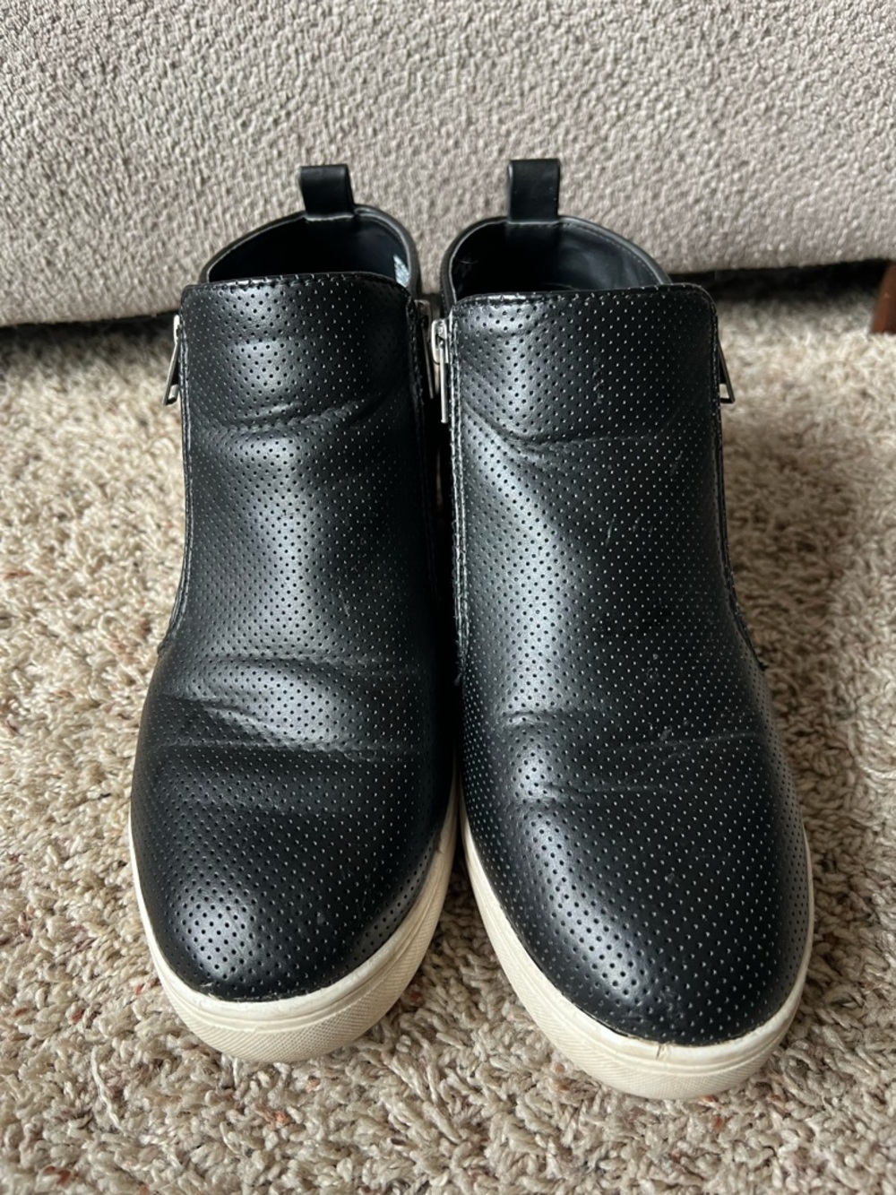 Time and Tru Black Perforated Slip-On Ankle Booties
